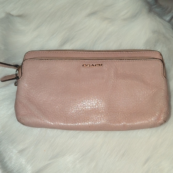 Coach Pink Leather Wristlet - Picture 1 of 14